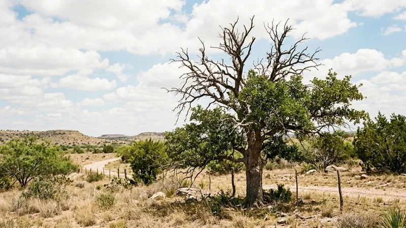 Dead branches in a tree crown indicating decline