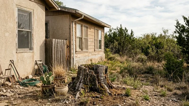 Risk zone diagram showing distance-based pest threat levels from stumps to homes